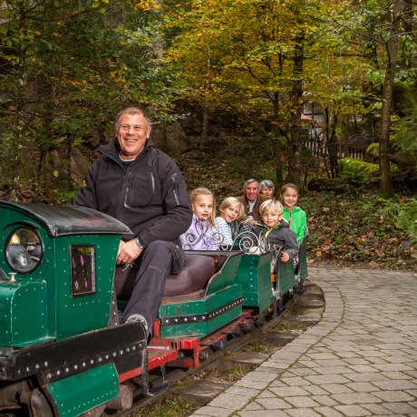 Runde um Runde dreht die bayerische Bockerlbahn im Erlebnispark Ruhpolding seine Runden., © Freizeitpark Ruhpolding